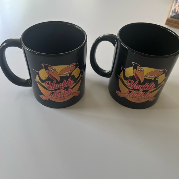 Sleek Black Dining Mugs with Playful Design - Picture 1 of 3